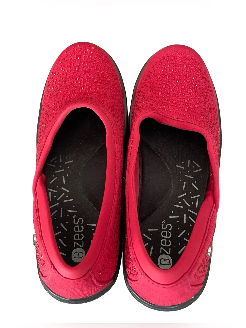 BZEES Red Moonlight Sparkle Slip On Sneakers Size 6.5